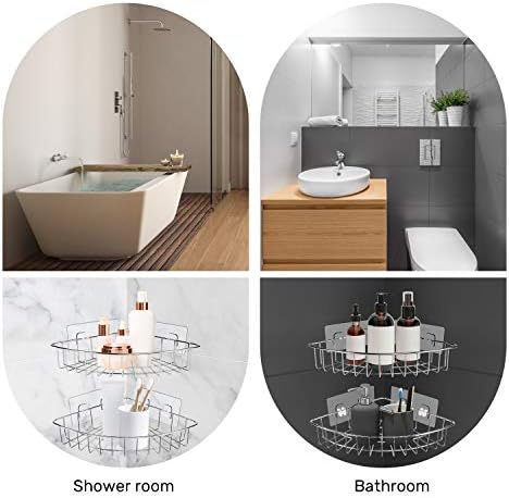 ZriEy Adhesive Corner Shower Caddy, Bathroom Shelves, No Drilling Shower Shelves Shower Racks with Rustproof Stainless Steel and Shower Caddy for Kitchen & Bathroom Accessories