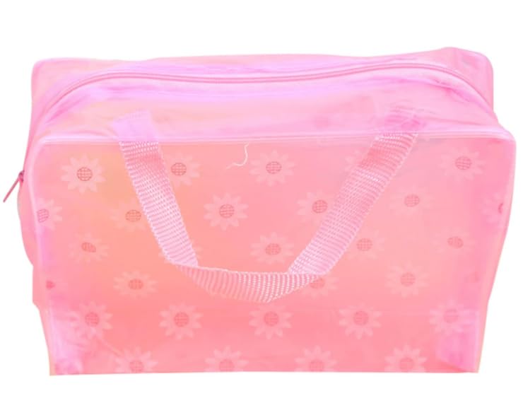 1Pc Pink Travel Toiletry Bag Make Up Bags,Portable Floral Print Waterproof Translucent Makeup Cosmetics Storage Bag Pouch for Bottles,Bathroom Toiletries,Cosmetic Bags,Beauty and Personal Care,Cases