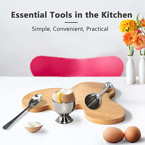Egg Cracker Topper Set - Complete Soft Boiled Egg Tool Set Easy Eggs Opener Egg Cups Cutter & Spoons Egg Holders #TOP2
