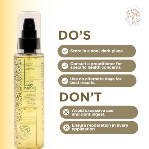 Image of Soul Stories Baby Hair Oil-100ml | Promotes Healthy Hair Growth, Natural Shine & Volume | with Argan, Coconut & Sesame Oils | Lightweight, Non-Greasy & Gentle Formula