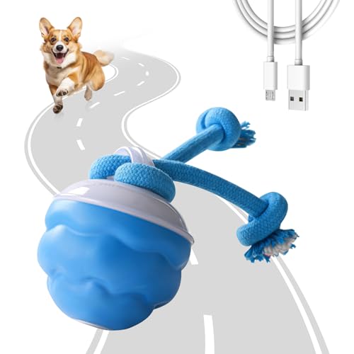 Infreecs 2026 New Chase Buddy Dog Toy Fun Moving Smart Dog Toy with 2 Chew Ropes 3 Modes Interactive Dog Toys Ball Active Rolling Ball with Tail Rechargeable Dog Ball Thrower for Puppies and Pet