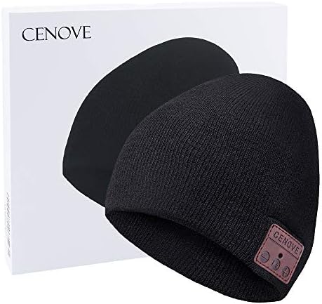 CENOVE Bluetooth Beanie Hat for Adult Men Women V5.0 Men's Wireless Music Hat Knit Cap Black