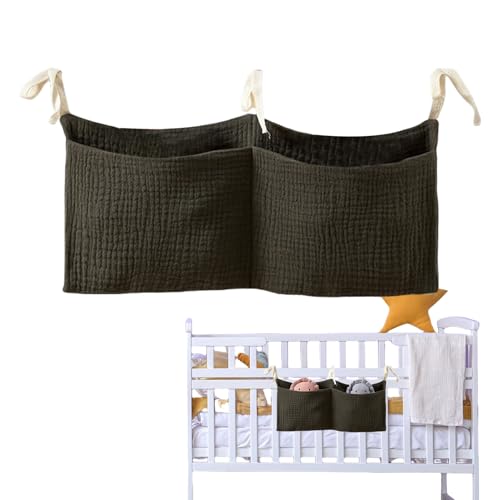 Cesta de almacenamiento para moisés, bolsa de almacenamiento para cuna, organizador de gasa de algodón, bolsillo de guardería que ahorra espacio con construcción ligera y bolsas de acceso rápido |
