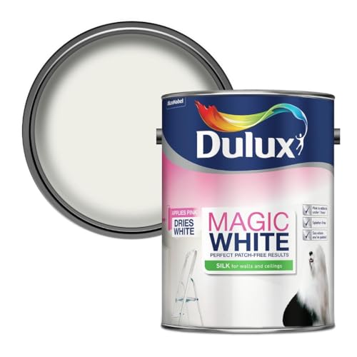 Image of DRW Pure Brilliant White Magic Silk Emulsion Paint 5L | Interior Wall and Ceiling Paint | Colour Changing Application Technology | Smooth Matt Finish for Living Room Bedroom Hallway