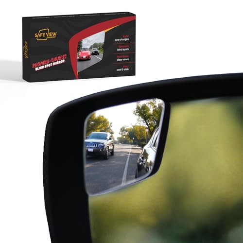 'Rhombus 4000' Car Blind Spot Mirror by Safe View Company - Change Lanes w Confidence, Frameless HD Convex Glass, Seamlessly Contours to Rear View Side Mirrors, Peel & Stick (2Pack)
