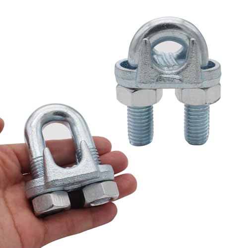 5/8 Inches Wire Rope Clamp,Heavy Duty Wire Rope Cable Clip Clamp,Zinc Plated Wire Rope Clips 2 Pcs (M15)