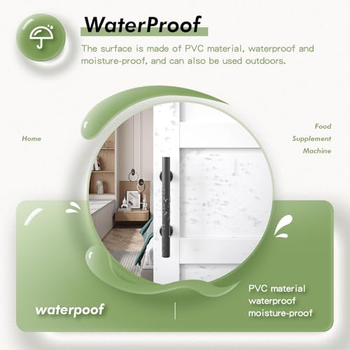 Image of Fredbeck 54x84 inch White Barn Door with 9FT Sliding Door Hardware Kit Included & Handle,MDF,Solid PVC Surface,DIY Assembly,5-Panel