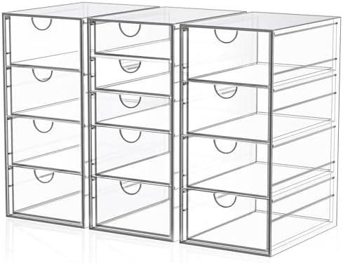 Acrylic Desk Organizers And Accessories With 13 Drawers, Office Desktop Drawers, Plastic Makeup Organizer Containers Bins With Drawers Desk Organization, Bathroom Organizers Storage Case Box Cube