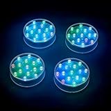 Simplelight 4 Inch Multicolor LED Light Base- Perfect for Glass Art, Ideal Led Display for Vases, Centerpieces-AA Batteries Included (4inch LED Vase Base Light, Color Changing), Set of 4