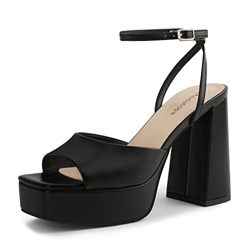 Image of Modatope Platform Heels for Women Platform Sandals Womens Chunky Heel Open Toe Pumps Ankle Strap Womens Wedding Party Pumps Shoes