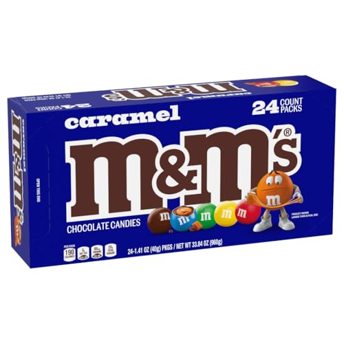 M&M'S Caramel Chocolate Candy, Made with Real Caramel and Milk Chocolates, 24 Count, 1.41 oz Candy Gifts