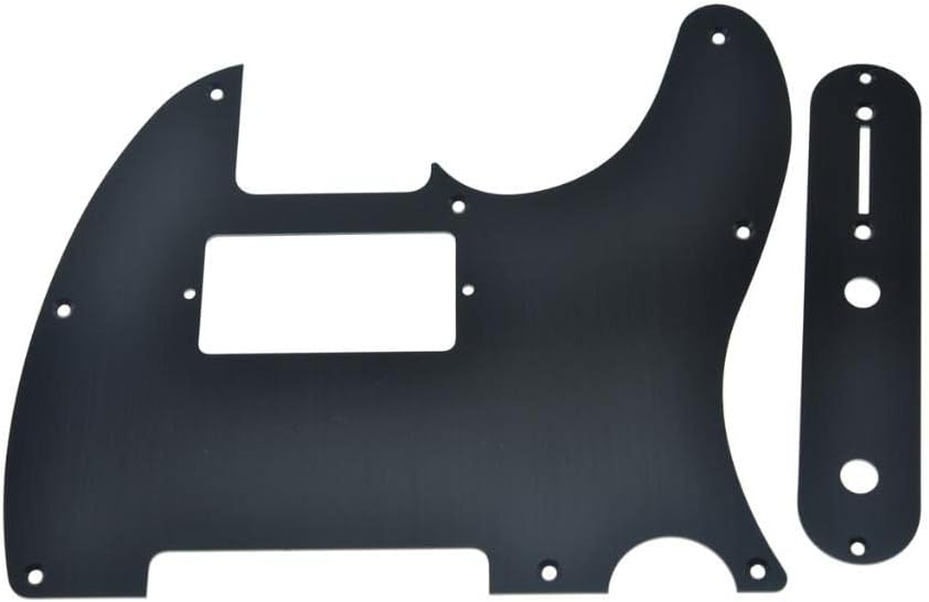 Dopro Metal Aluminum Anodized 8 Hole Tele Humbucker Pickguard with Metal Control Plate and Screws for American/Mexican Telecaster Black