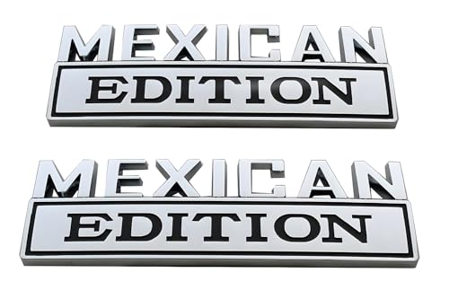Image of Pair Set Mexican Edition Emblem 3D Badge Decal Car Sticker Adhesive Replacement for Universal Car Truck SUV (Silver Black)