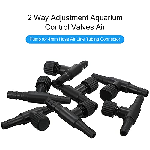 Image of Honoson 30 Pieces Aquarium Air Control Valve T Shaped Air Pump Control Valves Single Way Plastic Flow Regulator for 4 mm Hose Line Tubing Connector(Black)