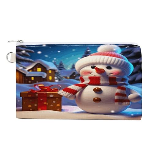 RLDOBOFE Cute Snowman Coin Purse Small Cash Coin Purse Pouch Mini Canvas Change Purse with Zipper Cute Coin Pouch Fashion Coin Wallet Slim Cash Change Wallet for Cards Keys Lipsticks