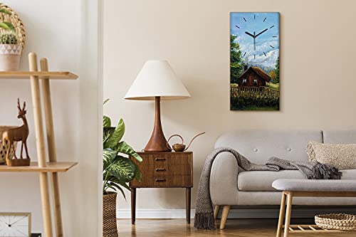 Horloge sur toile silencieuse pour chambre sans tic-tac tableau montagne 30x60 - 4