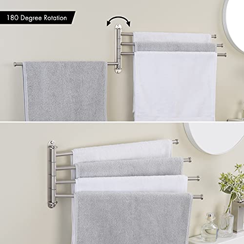 Kes Swivel Towel Bar 19.5" 4-Arm Extra Long, Swing Out Towel Rack For Bathroom Wall, Hand Towel Holder For Multiple Towels, Sus304 Stainless Steel Brushed Finish, A2103S4L50-2 #TOP3