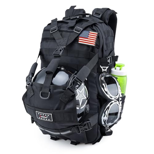 Aferrizu Motorcycle Backpack for Men Riding Helmet Backpacks with Hat Carrier/Storage Waterproof Large Capacity Travel Bag Motorcycle Cycling Gear Accessories