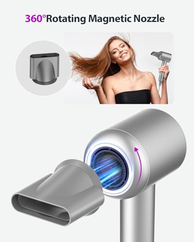 Image of Skmei 2005 Hair Dryer, 3 Min Fast Drying-160000 RPM Professional High Speed Blow Dryer 200 Millions Negative Ionic Care Hair Dryer, Low Noise Thermo-Control Hairdryer, Travel with Magnetic Nozzle