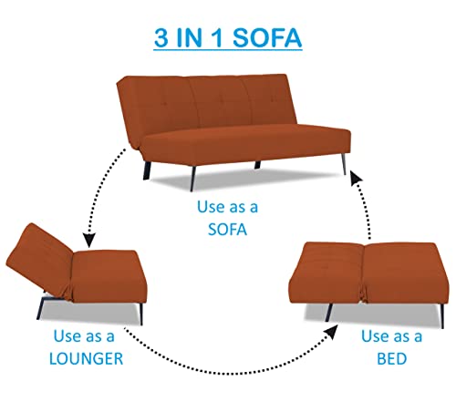 Image of Adorn India Xander 3 Seater Sofa Cum Bed (Rust) (3 Year Warranty)