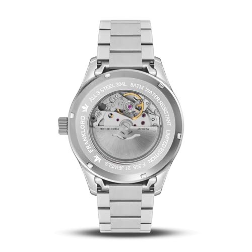 Image of Franklord Regal Sapphire Roman Green Two-Tone Maha Vastu Watch | Luxury Automatic Watch for Men | Sapphire Crystal | Roman Dial | Dual-Tone Stainless Steel | Premium Wrist Watch