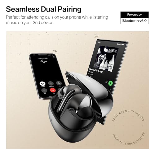 Image of Number Navo Buds X3 w / 50H Playtime, Dual Pairing, 13mm Speakers, ENC, 45ms Low Latency Bluetooth (Diamond Black)