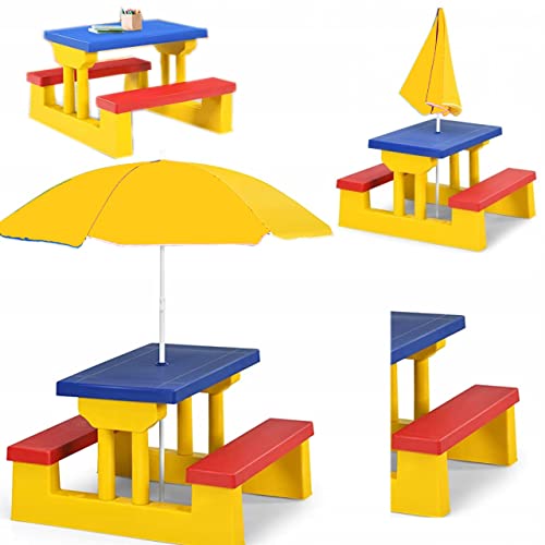 Coil Tables pour enfants, tables de jardin, table de pique-nique pour enfants avec bancs, parasol, banc pour enfant, table, banc, chaise