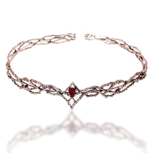 Elf Crystal Crown, Red Rhinestone Tiara, Retro Tiara, Princess Bride Crystal Crown for Halloween Wedding Prom Costume Cosplay Party Jewelry Gift, 17,5*3cm, Alloy, Diamond Elf Crystal Crown, Red Rhinestone Tiara, Retro Tiara, Princess Bride Crystal Crown for Halloween Wedding Prom Costume Cosplay Party Jewelry Gift, 17,5*3cm, Alloy, Diamond