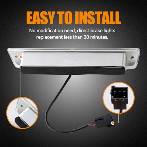 Image of Third 3rd Brake Light LED for 1994-2001 Dodge Ram 1500, High Mount Rear Brake Lights Assembly for 94-02 Ram 2500 3500, Waterproof Center Cab Cargo Lamp Stop Light (Chrome)