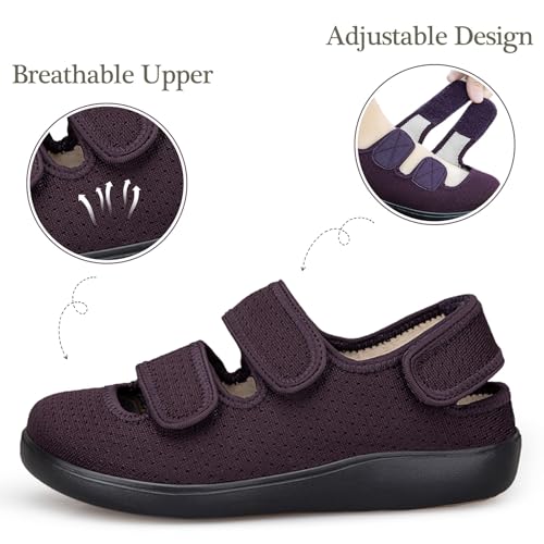 Hsyooes Diabetic Shoes for Women Wide Width Shoes Men Adjustable Sandals Arthritis Edema House Slipper Elderly Indoor Outdoor2