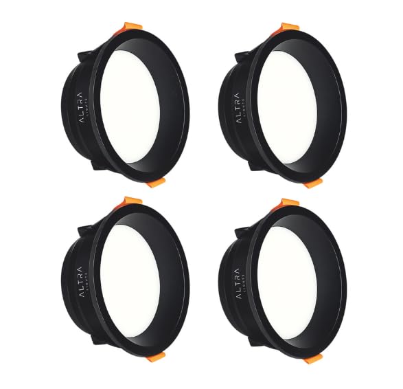 ALTRALIGHTS 22W Round LED Panel Low Deep Down Light for POP & False Ceiling Roof | Cool White Light | Polycarbonate Downlight for Home & Office Use | Black Body Surface Ceiling Light - Pack of 4