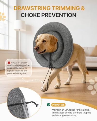 Image of MIDOG Patented Inflatable Dog Cone, Soft Recovery Collar, Gray, XS