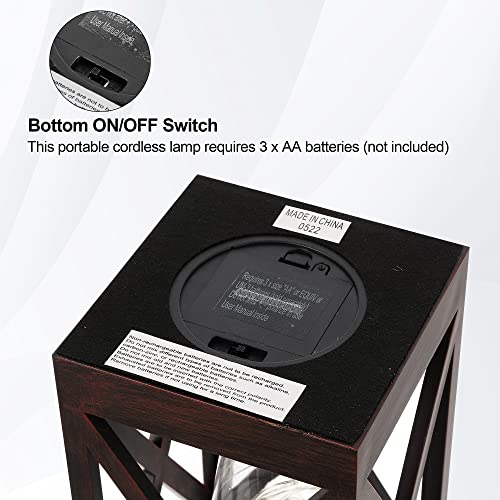 Dansklux 2 Pack Lantern Battery Powered Table Lamps, Cordless Vintage Desk Lamp Night Light With Led Fairy Lights Bulb For Table Shelf Christmas Décor Patio Backyard, Copper #TOP4