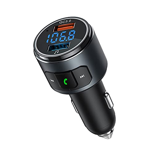 Bluetooth FM Transmitter, Car Bluetooth Adapter, QC3.0 & 1A USB Ports MP3 Player Radio Transmitter Receiver, Hands Free Call, Siri Voice Assistant Bluetooth FM Transmitter, Car Bluetooth Adapter, QC3.0 & 1A USB Ports MP3 Player Radio Transmitter Receiver, Hands Free Call, Siri Voice Assistant