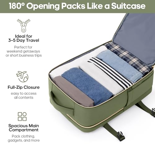 Image of Luggage Sets 3 Piece, Carry On Luggage 20In With Spinner Wheels,PC Hardside Suitcase Set with TSA Lock,Durable Carry On Suitcase With Travel Backpack for Men (Military Green, 3 piece set (BP /20inch))
