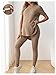 OYOANGLE Women's Maternity 2 Piece Ribbed Knit Lounge Set Short Sleeve T-shirt and Legging Pants Fall Outfits Khaki XX-Large