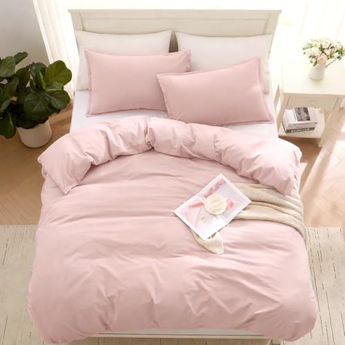 Image of LANE LINEN Double Duvet Cover Set Sepia Rose - 100% Organic Cotton Bedding 200x200cm, Soft Breathable 3 Piece with Button Closure, 2 Pillow Cases Included, Comforter Not Included