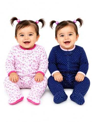 Image of TuddyBuddy Baby Girl's Cotton Printed Full Sleeves Sleepsuit /Footed Rompers for Baby Girl