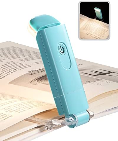 DEWENWILS USB Rechargeable Book Light for Reading in Bed, Warm White, Brightness Adjustable, LED Clip on Book Reading Lights, Perfect for Bookworms, Kids (Blue)