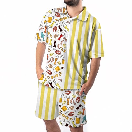 Mlvekrt Conjunto masculino de 2 peças com estampa havaiana de manga curta e camisa de verão, 12-8090
