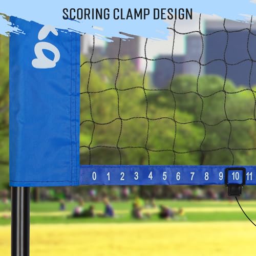 20ft Outdoor Volleyball & Badminton Combo Net Set for Backyard Beach with Adjustable Poles, Durable Anti-Sag Net, PU Volleyball, 2 Aluminum Rackets (Blue) by Olybeaka - Used condition - Image 9