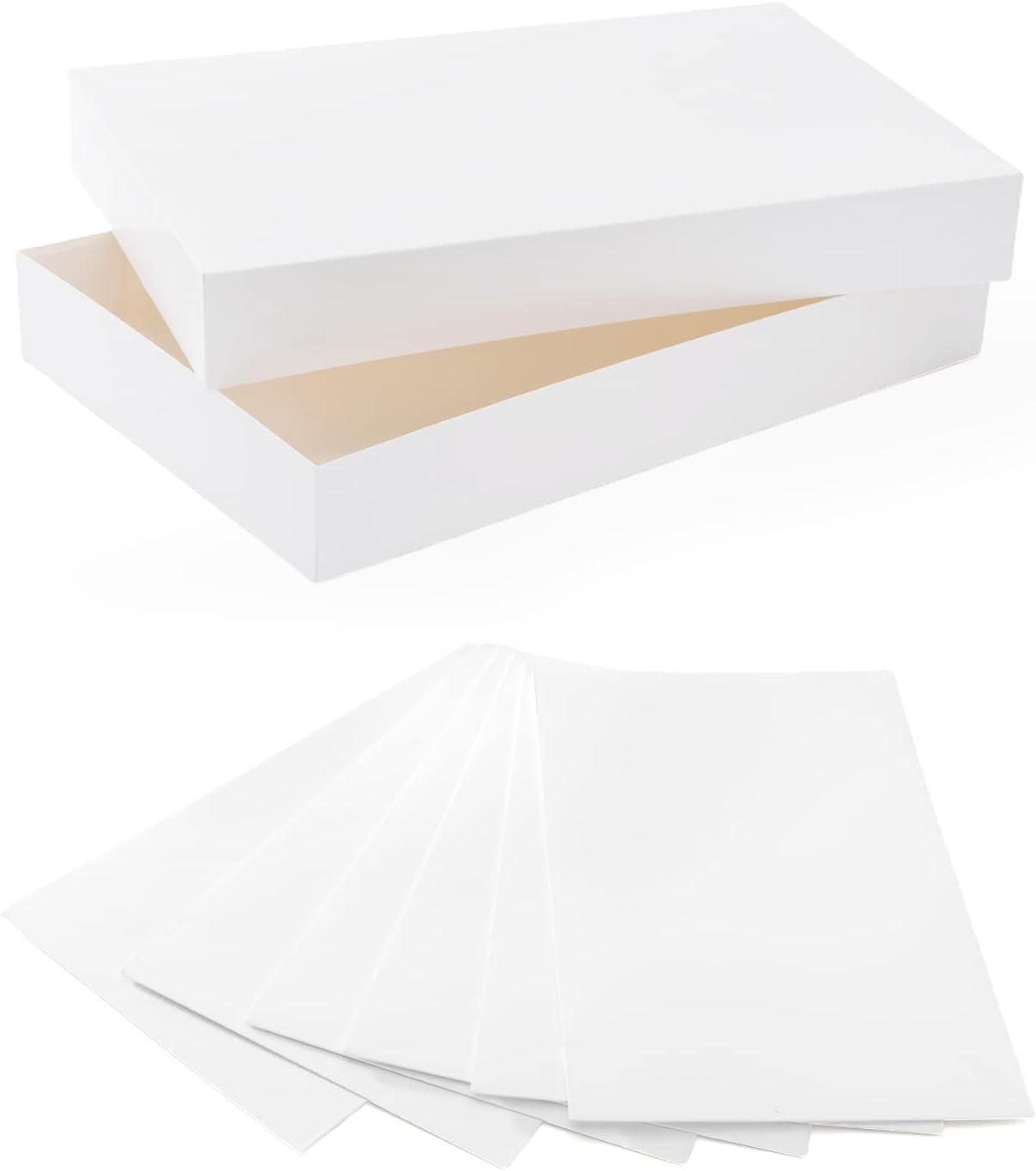 JOYIN 12 PCS White Large Gift Boxes 17" x 11" x 2.4" Cardboard Shirt Boxes with Lids for Sweaters, Robes for Christmas, Holiday, Xmas, Father's Day, Birthdays Gift Wrapping
