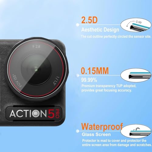 Image of M.G.R.J Tempered Glass Screen Protector for DJI Osmo Action 5 Pro Action Camera (Rel. 2024)