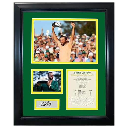 HOFSM.COM Hall of Fame Sports Memorabilia Framed Scottie Scheffler 2024 Masters Tournament Champion Augusta National PGA Tour Facsimile Laser Engraved Signature Auto 11"x14" Golf Photo Sig Collage