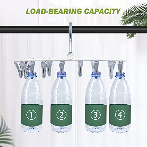 image for Aolloa Clothes Drying Hanger with 12 Clips, 2 Pack Folding Portable Ha