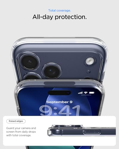 Image of Spigen Ultra Hybrid MagFit Back Cover Case for iPhone 17 Pro, Clear Transparent, MagSafe Compatible - PC+TPU | Clear Deep Blue
