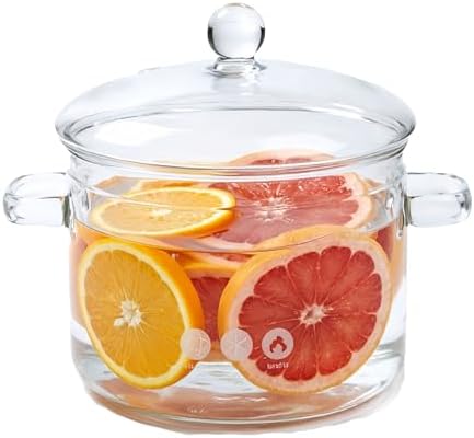 67 Oz/2L Glass Cooking Pot, Heat-Resistant Borosilicate Glass Sau...