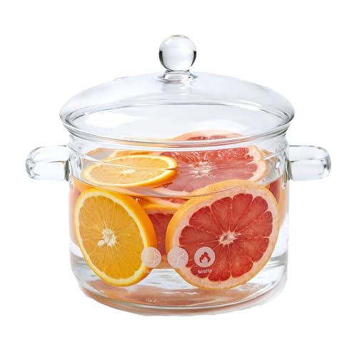 67 Oz/2L Glass Cooking Pot Glass Simmer Pot Borosilicate Glass Pot