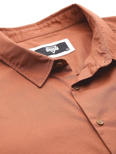 Image of Thomas Scott Men's Premium Slim Fit Casual Shirt | 100% Cotton Twill | Short Sleeves | Spread Collar | Solid Smart Casual Shirt for Men