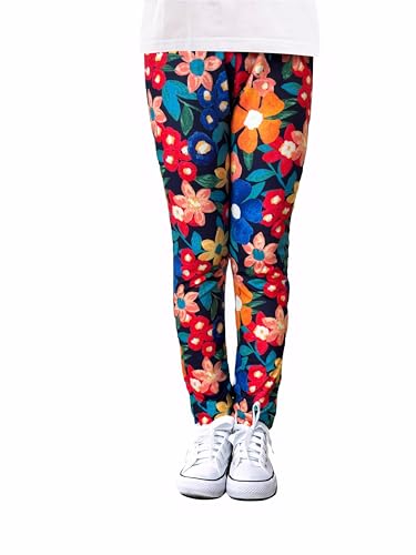 3 Pack Girls' Full Length Printed Leggings Toddlers Active Stretch Leggings Soft Kids Pants 3-10 Years3